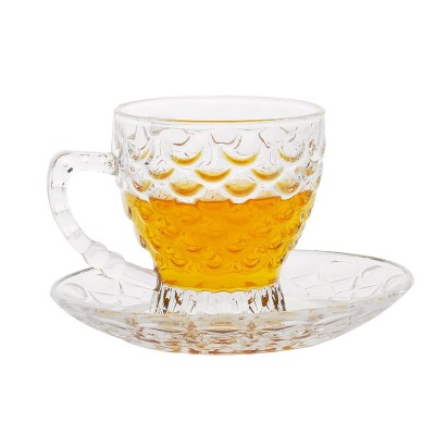 Brand new creative fish scale pattern pattern drinking cup crystal glass coffee cup with handle water cup