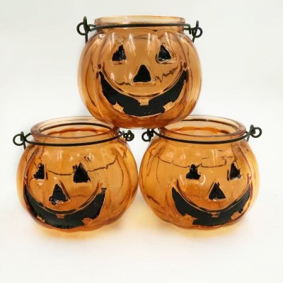 Pumpkin shape glass candle holder storage jar candle jar